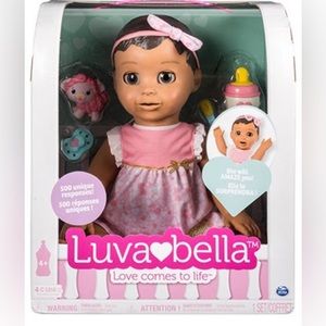 NEW Luvabella Brunette interactive baby doll with 500 responses and movements.